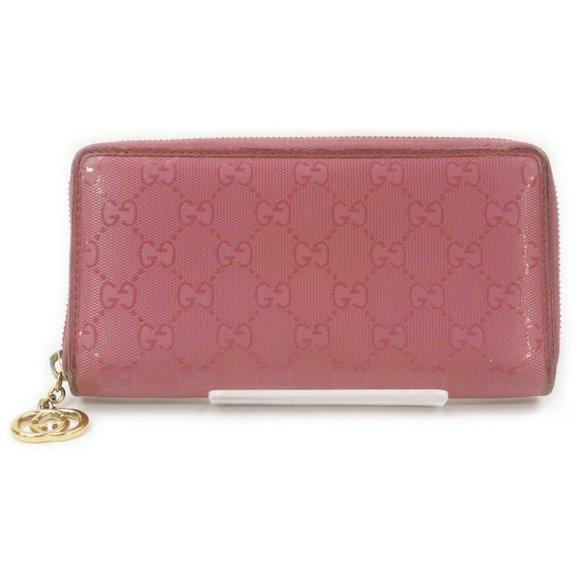 Auth Gucci Zippy Wallet Pink Leather #12294G10